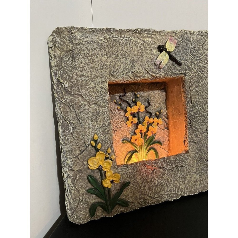 Vintage Slate Decorative Night Wall Lamp Standing Floral Butterfly Design 11” - Picture 2 of 12